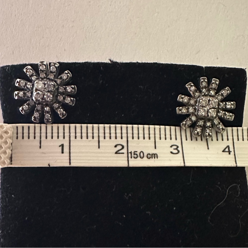 Colleen Lopez Sterling Silver Diamond Sunburst Earrings 0.25ctw - Picture 9 of 14